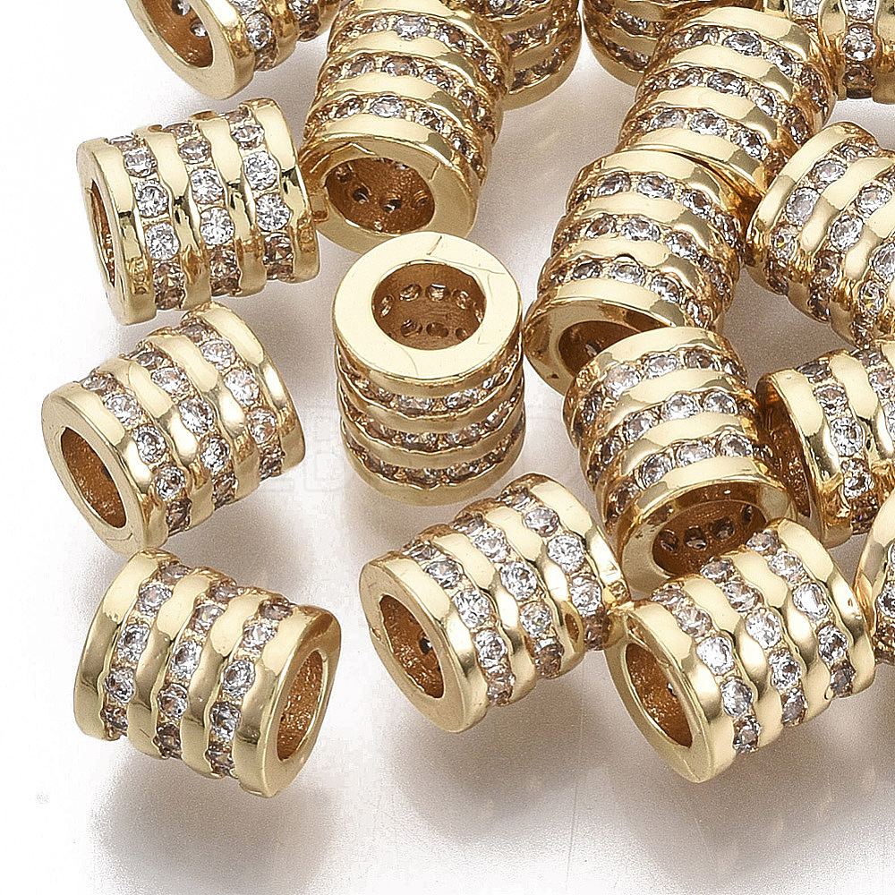 Brass Micro Pave Cubic Zirconia European Beads Lbeads