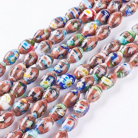 Handmade Gold Sand Millefiori Glass Beads Strands Lbeads