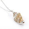 Electroplate Spiral Shell Pendant Necklaces NJEW-JN02281-04-2