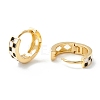Tartan Pattern Enamel Chunky Hinged Huggie Hoop Earrings for Women EJEW-P196-22G-3