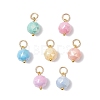7Pcs Brass Glass Pendants PALLOY-JF04649-1