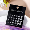 12 Pairs 6 Sizes Brass with Clear Cubic Zirconia Stud Earrings Sets PW-WG99341-02-1