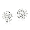Real Platinum Plated Brass Snowflake Stud Earrings EJEW-EE0002-001-1