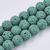 Spray Painted Natural Lava Rock Beads Strands G-N0324-C-03-1