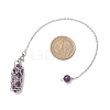 304 Stainless Steel Chain Macrame Pouch Bullet Natural Rose Quartz & Amethyst & Synthetic Turquoise Holder Dowsing Pendulums PALLOY-JF02881-3