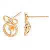 Brass Micro Pave Clear Cubic Zirconia Earring Findings KK-T062-218G-NF-3