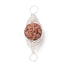 Natural Rudraksha Copper Wire Wrapped Connector Charms PALLOY-JF02067-02-2