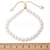 Shell Pearl Beaded Slider Bracelet with Brass Snake Chain X-BJEW-B066-01B-01-2