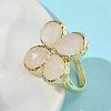 Natural Rose Quartz Faceted Adjustable Finger Rings for Women RJEW-A092-01G-15-3