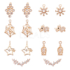 14Pcs 7 Style Brass Micro Pave Clear Cubic Zirconia Pendants ZIRC-GA0001-07-1