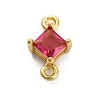 Brass Cubic Zirconia Rhombus Connector Charms KK-F894-12G-03-1