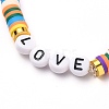 Polymer Clay Heishi Beads Stretch Bracelets BJEW-JB05710-01-2