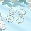 Copper Wire Wrapped Natural Cultured Freshwater Pearl Open Ring RJEW-JR00628-2