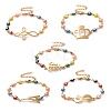 PVD Vacuum Plating 304 Stainless Steel Link Bracelet with Colorful Enamel Evil Eye Chains for Women BJEW-B062-01G-1