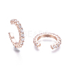 Brass Micro Pave Clear Cubic Zirconia Cuff Earrings EJEW-I249-14RG-2