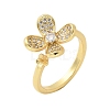 Flower Brass Micro Pave Cubic Zirconia Cuff Cup Peg Ring Settings KK-K297-23G-1