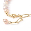 2Pcs 2 Color Natural Pearl Beaded Link Bracelets Set with Brass Paperclip Chains for Women BJEW-JB08777-6