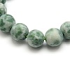 Frosted Natural Green Spot Jasper Round Bead Strands X-G-M064-6mm-10-2
