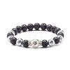 Electroplated Natural Lava Rock Round Beads Essential Oil Anxiety Aromatherapy Bracelets BJEW-JB06923-4