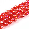 Transparent Electroplate Glass Beads Strands EGLA-N013-T6mm-B29-1