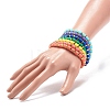 7Pcs 7 Colors Column Polymer Clay Stretch Beaded Bracelets BJEW-JB08764-5