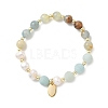 8MM Round Natural Blue Calcite and Potato Natural Pearl Beaded Stretch Bracelets BJEW-JB14482-2