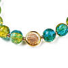 Round Glass Beaded Stretch Bracelet with Gold Plated Brass Ring for Women BJEW-N018-02H-2
