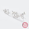 Butterfly Rhodium Plated 925 Sterling Silver Stud Earrings with Ear Cuff EO1060-1-1