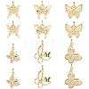 12Pcs Brass Micro Pave Clear Cubic Zirconia Pendants KK-BBC0023-92G-1