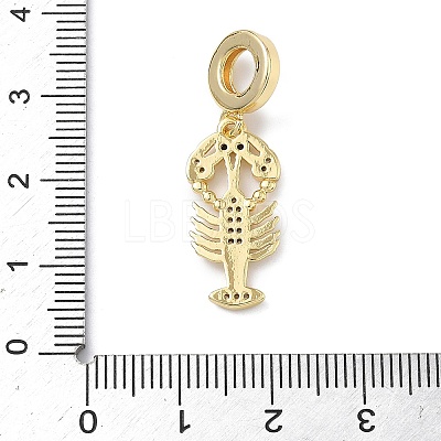 Brass Micro Pave Clear Cubic Zirconia Sea Animals European Dangle Charms KK-Z143-02G-04-1