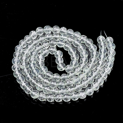 Drawbench Transparent Glass Round Beads Strands X-GLAD-Q012-8mm-04-1