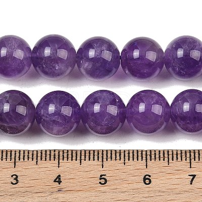 Natural Amethyst Round Bead Strands G-M212-10mm-01A-1