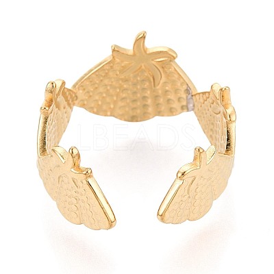 Adjustable Ion Plating(IP) 304 Stainless Steel Cuff Rings for Women RJEW-N052-01G-1