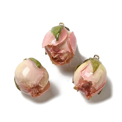 Preserved Rose with Golden Alloy Pendants FIND-M010-01E-1