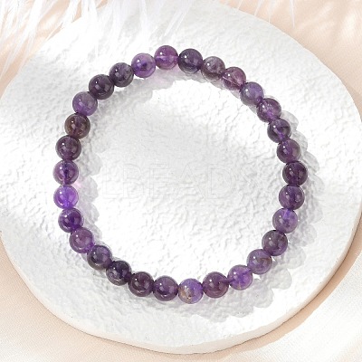 Natural Amethyst Beaded Stretch Bracelets X-BJEW-D446-B-47-1