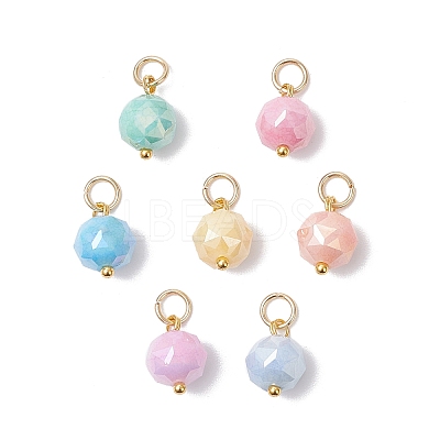 7Pcs Brass Glass Pendants PALLOY-JF04649-1