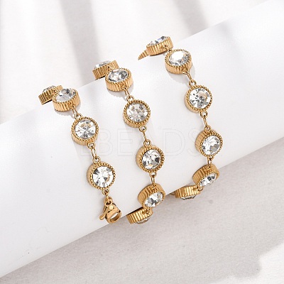 304 Stainless Steel Glass Link Chain Necklaces SA-CBA725A-25B-G-1