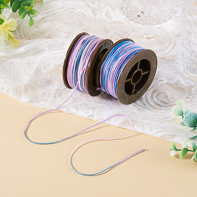 2 Rolls 2 Colors Segment Dyed Round Polyester Twisted Cords OCOR-TA0003-59B-1