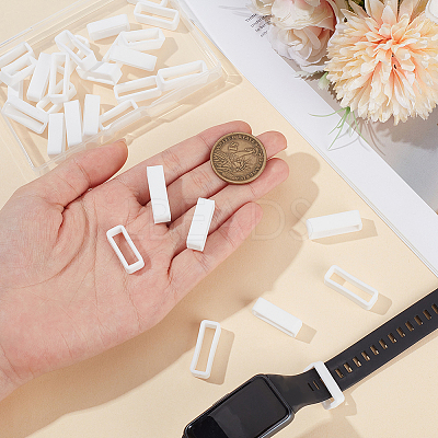 30Pcs 3 Styles Rectangle Silicone Retainer Buckle Holder Watchbands Retaining Hoop Replacement Watch Strap Clasp FIND-CN0002-39B-1