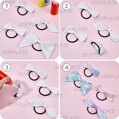12Pcs 4 Styles Bowknot Cotton Elastic Hair Ties OHAR-SP0001-09-1
