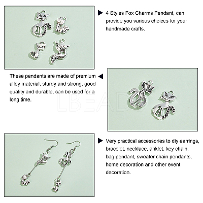 80Pcs 4 Style Tibetan Style Alloy Pendants TIBEP-PH0001-37-1