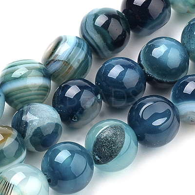Natural Striped Agate/Banded Agate Beads Strands X-G-S259-04C-8mm-1