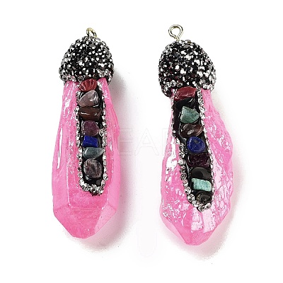 Electroplated Raw Rough Natural Quartz Crystal Big Pendants G-B077-04A-02-1