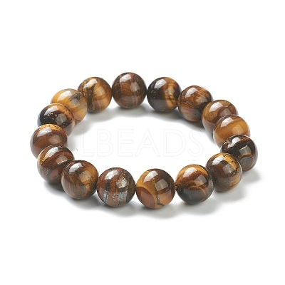 Natural Tiger Eye Beaded Stretch Bracelets BJEW-A117-E-29-1