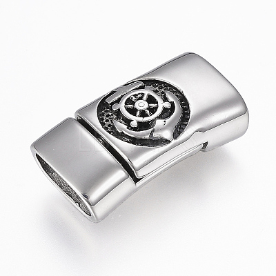 304 Stainless Steel Magnetic Clasps with Glue-in Ends X-STAS-F130-01AS-1