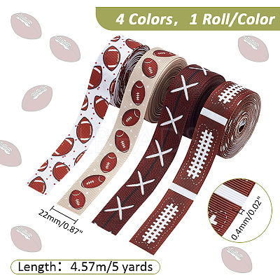20 Yards 4 Colors Sport Theme Polyester Grosgrain Ribbon OCOR-PH0002-76-1