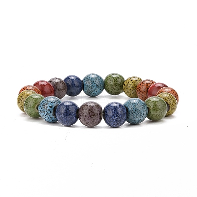 Ethnic Style Colorful Handmade Porcelain Beaded Stretch Bracelet for Women BJEW-JB09089-01-1