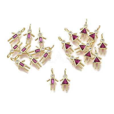 Brass Micro Pave Cubic Zirconia Pendants X-KK-D339-02G-07-1