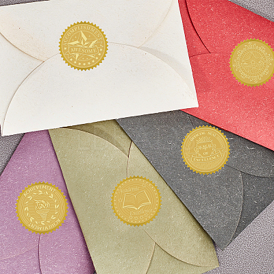 Plastic Self Adhesive Gold Foil Embossed Stickers DIY-WH0211-019-1