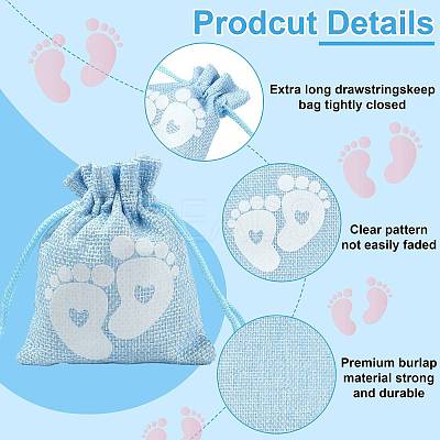 Baby Footprint Polyester Drawstring Bags ABAG-FZC0001-01A-1